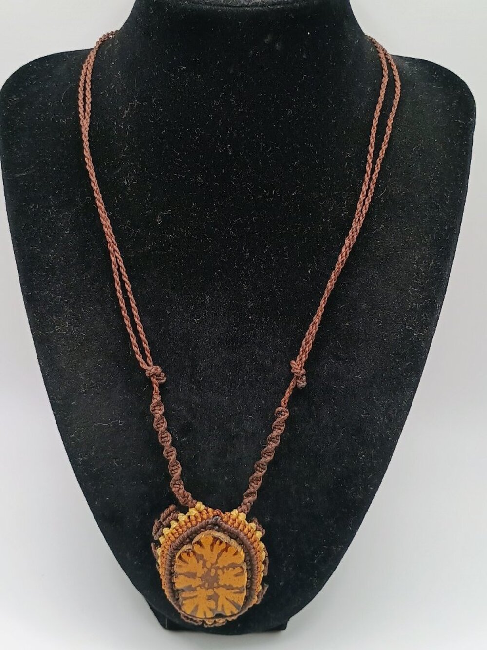 Amazonian Spirit Macrame Necklace Ayahuasca Flower
